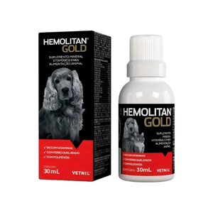 Hemolitan Gold Suplemento Vitamínico P/. Animais 30ml Vetnil