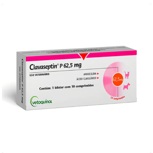Clavaseptin P 62,5 Mg Vetoquinol Antibiótico P/ Cães E Gatos