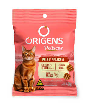 Petisco Origens Pele e Pelagem Cuidado Oral Sabor Frango para Gatos 40 g