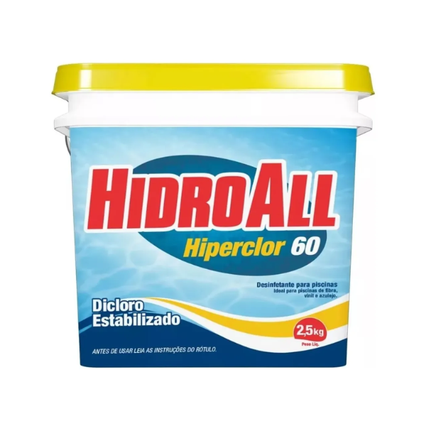 Cloro Hiperclor 60% 2,5Kg Hidroall para Tratamento e Manutenção de Piscinas