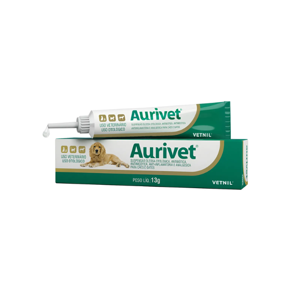 Pomada Otológica Aurivet 13g Vetnil Cães E Gatos