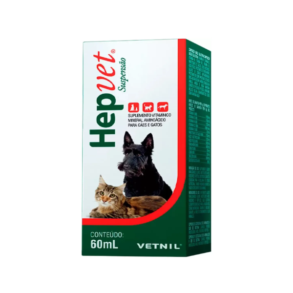 Hepvet Suspensão 60ml Suplem. Vitamínico Cães Gatos Vetnil