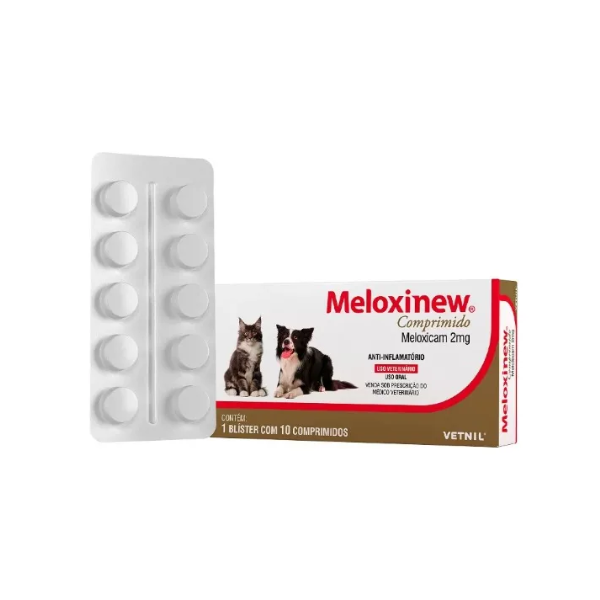 Meloxinew Cães E Gatos 2mg Vetnil Blíster Com 10 Comprimidos