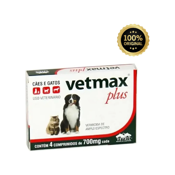 Vetmax Plus Vermifugo 4 Comprimidos 700mg - Vetnil