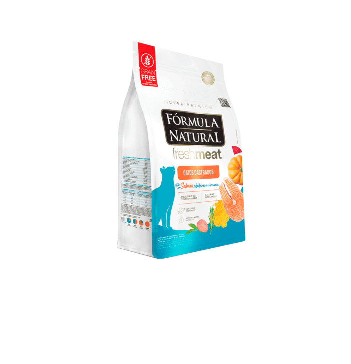 Ração Fórmula Natural Fresh Meat Gatos Castrados Salmão 10,1kg pac. Indiv. de 505g