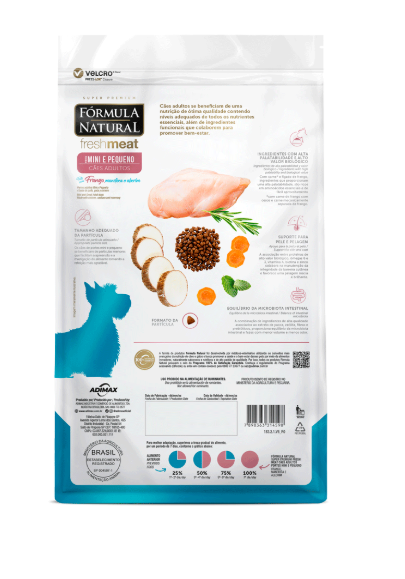 Formula Natural Fresh Meat Cães Adultos Mini e Pequeno Frango,Mandioca e Alecrim 2,5kg