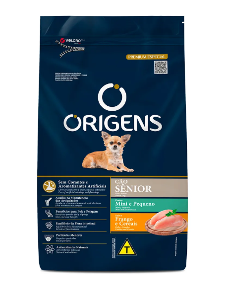 Ração Origens Cães Senior Mini e Pequeno Frango e Cereais 3kg