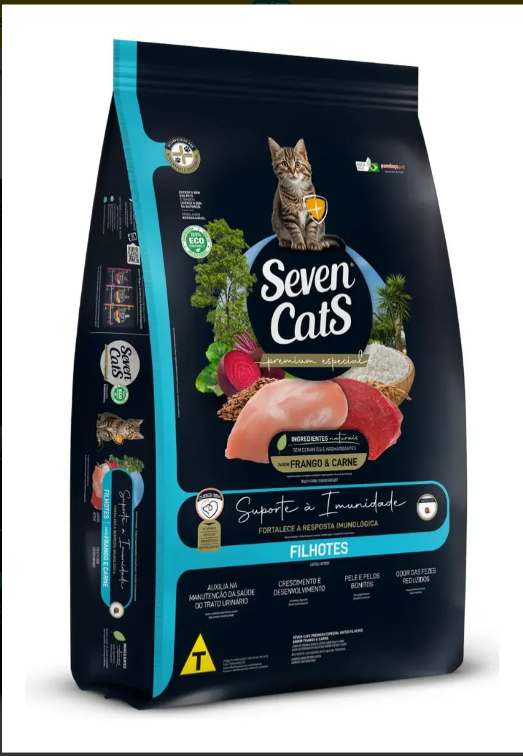 Ração Seven Cats Gato Filhote Frango Carne 10,1kg
