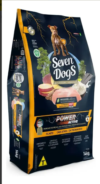 Seven Dogs Power Active Frango Batata Doce Whey Filhote 14kg