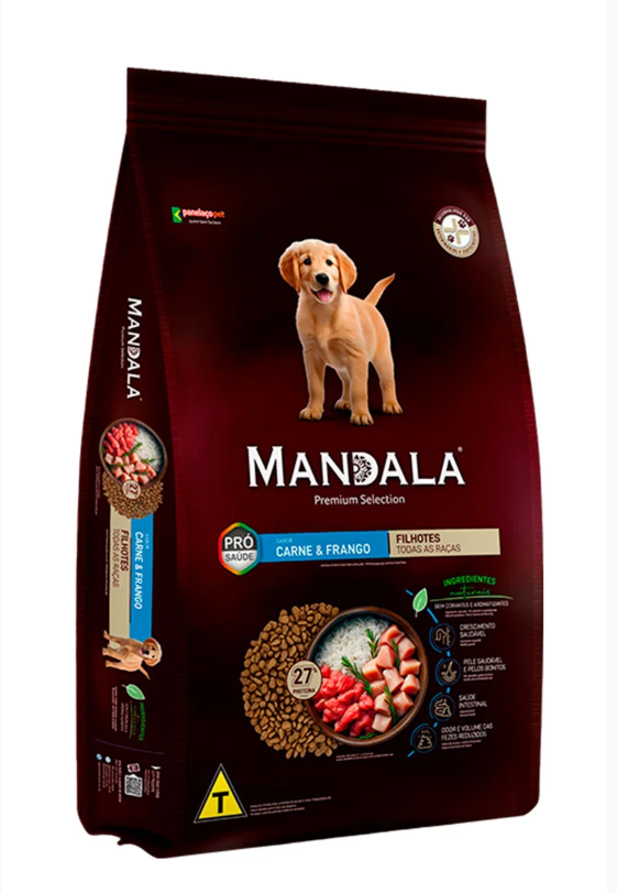 Ração Mandala Premium Selection Sabor Frango e Carne para Cães Filhotes - 10,1kg