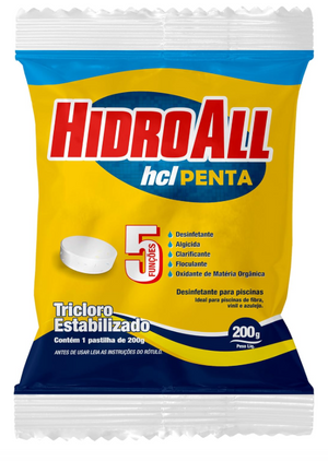 HidroAll Cloro para piscinas hcl Penta pastilha 200g