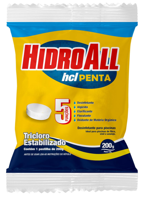 10 X Pastilha Para Piscinas Hcl Penta 5 Em 1 200g Hidroall