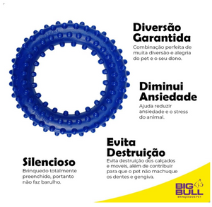 Big Bull Brinquedo Anel Antiestresse para Cachorros, Porte Médio, Cores Variadas
