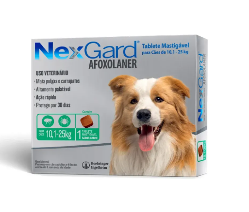 NexGard Antipulgas e Carrapatos para Cães de 10,1 a 25kg 3 tabletes