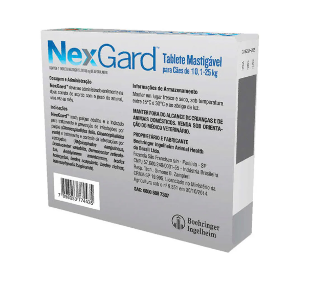 NexGard Antipulgas e Carrapatos para Cães de 10,1 a 25kg 1 tablete