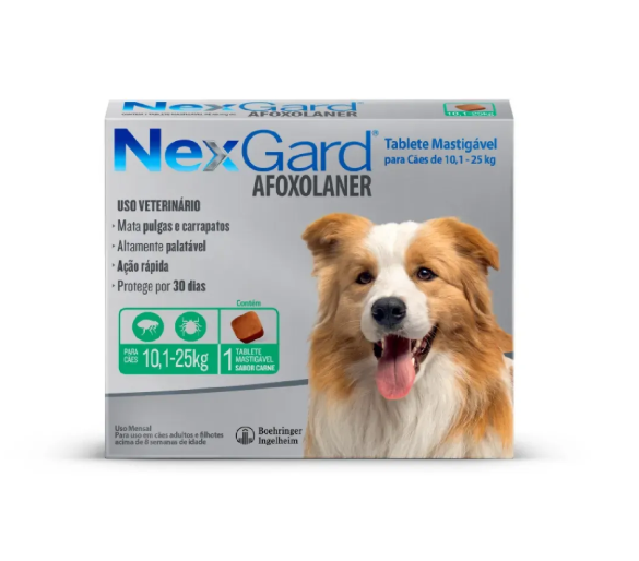 NexGard Antipulgas e Carrapatos para Cães de 10,1 a 25kg 1 tablete