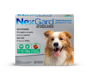 NexGard Antipulgas e Carrapatos para Cães de 10,1 a 25kg 3 tabletes