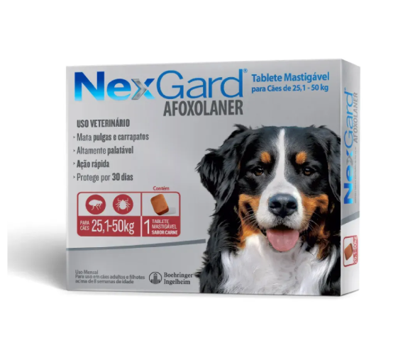 NexGard Antipulgas e Carrapatos para Cães de 25,1 a 50 kg 1 tablete