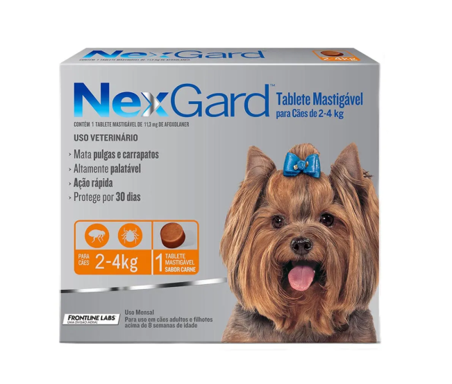 Nexgard Antipulgas e Carrapatos para Cachorros de 2 a 4kg 1 tablete