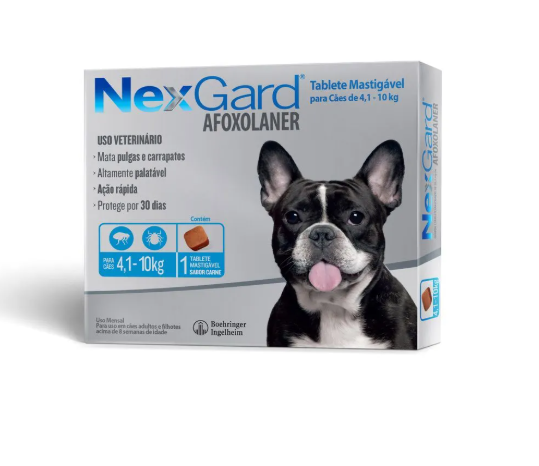 NexGard Antipulgas e Carrapatos de 4,1 a 10kg para Cães 1 tablete