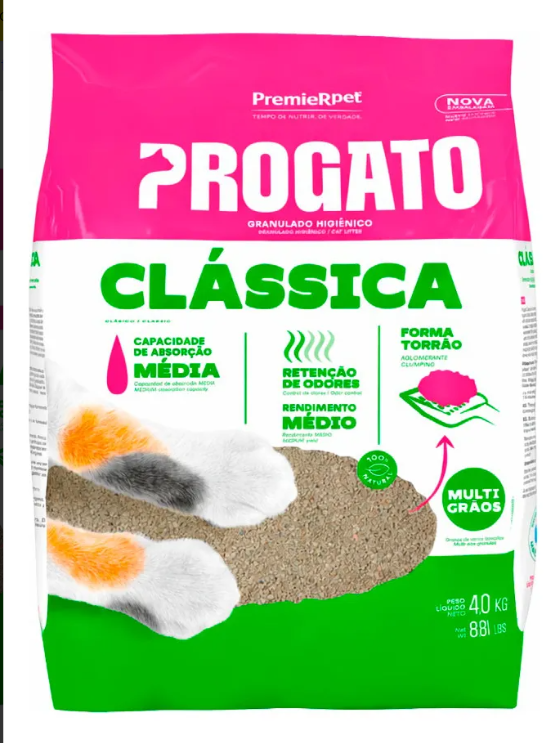 Areia Higiênica Progato Clássica Multigrãos 4kg