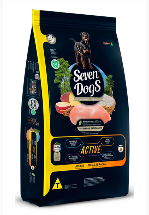 Ração Seven Dogs Adulto 14kg Frango Batata Doce Para Cães